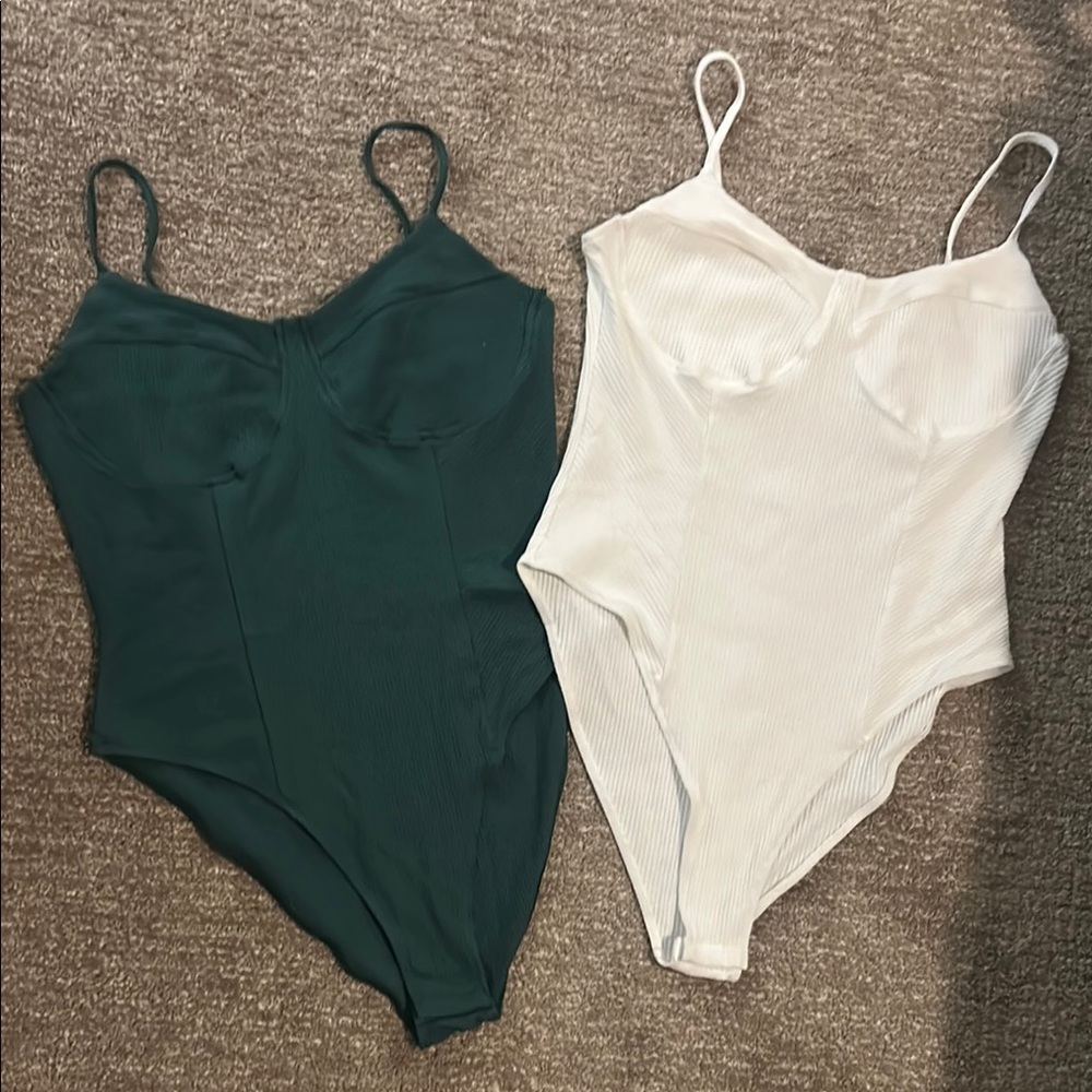 Green and White Bodysuits